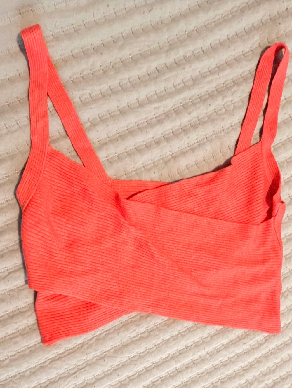 American Eagle Outfitters Ribbed Crop Cami - Coral Orange